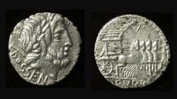 L. Rubrius Dossenus, Denarius, Triumphal Quadriga reverse, Rare!